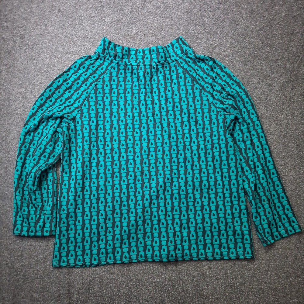 Habitat Clothes To Live In Teal Black  Funnel Neck Tunic Top Lagenlook SZ L - Picture 12 of 12